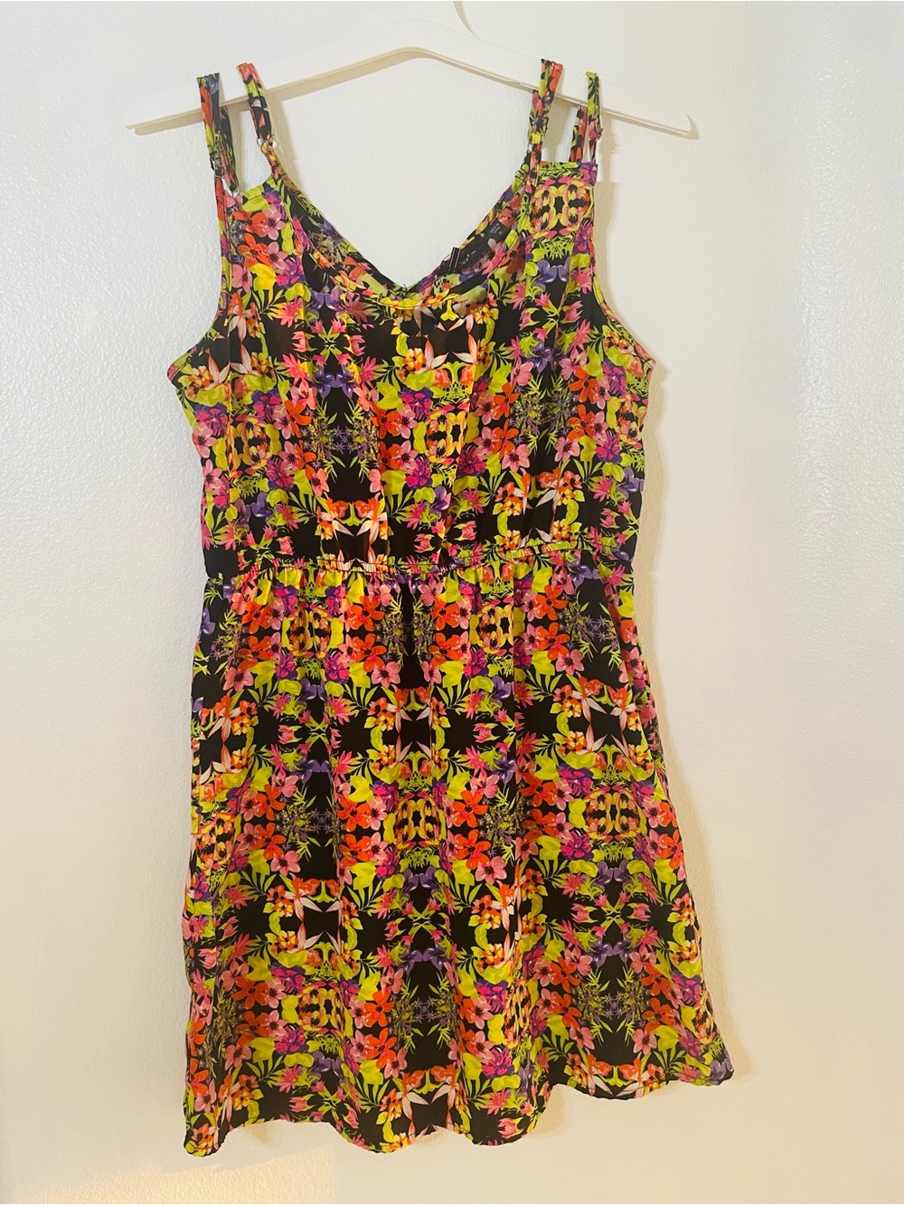 Dex Black Tropical Floral Print Sleeveless Dress Size M‎